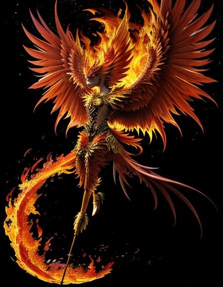 Emberflame Phoenix in Hyperdetailed Fantasy Art