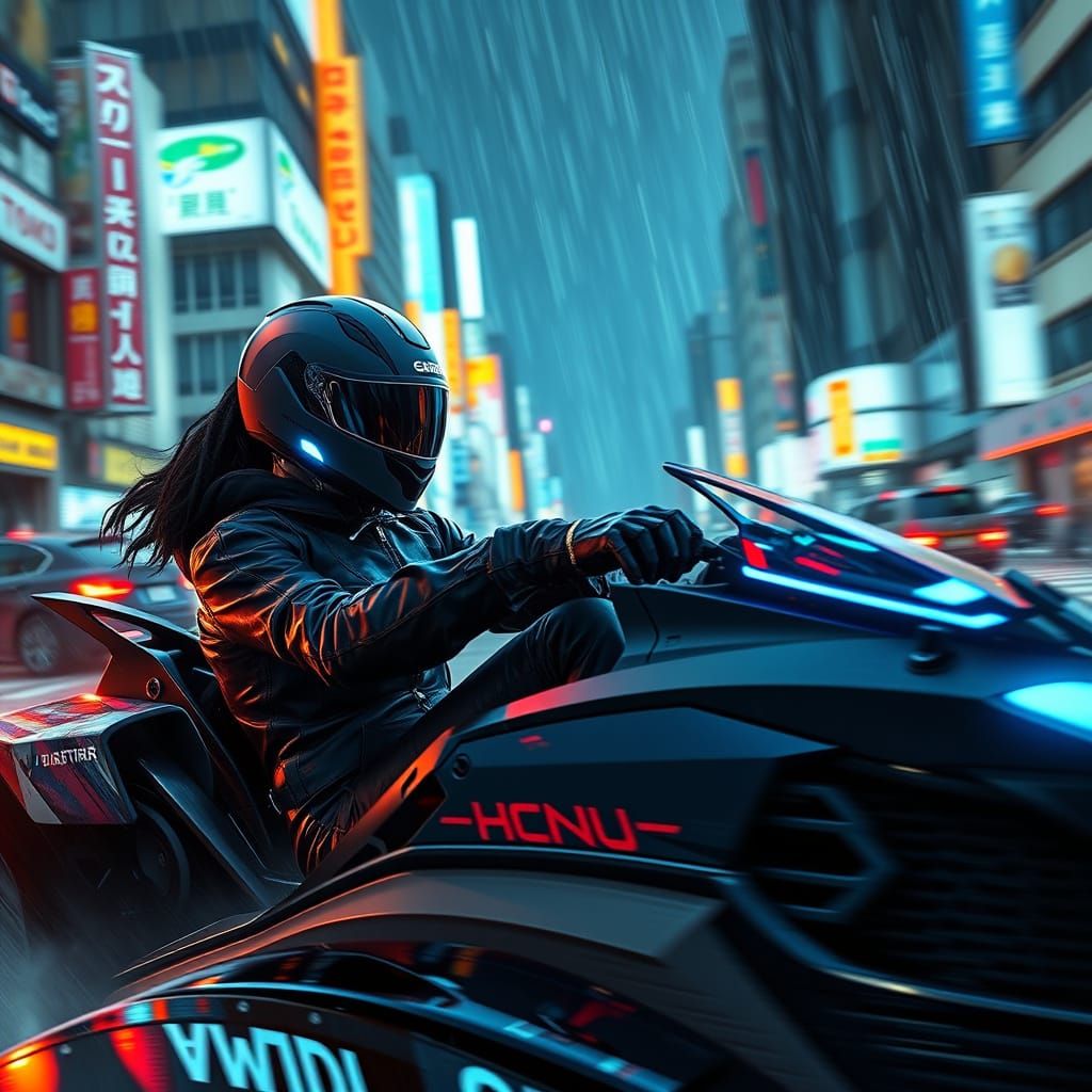 Cyberpunk Racer Wins in Futuristic Tokyo