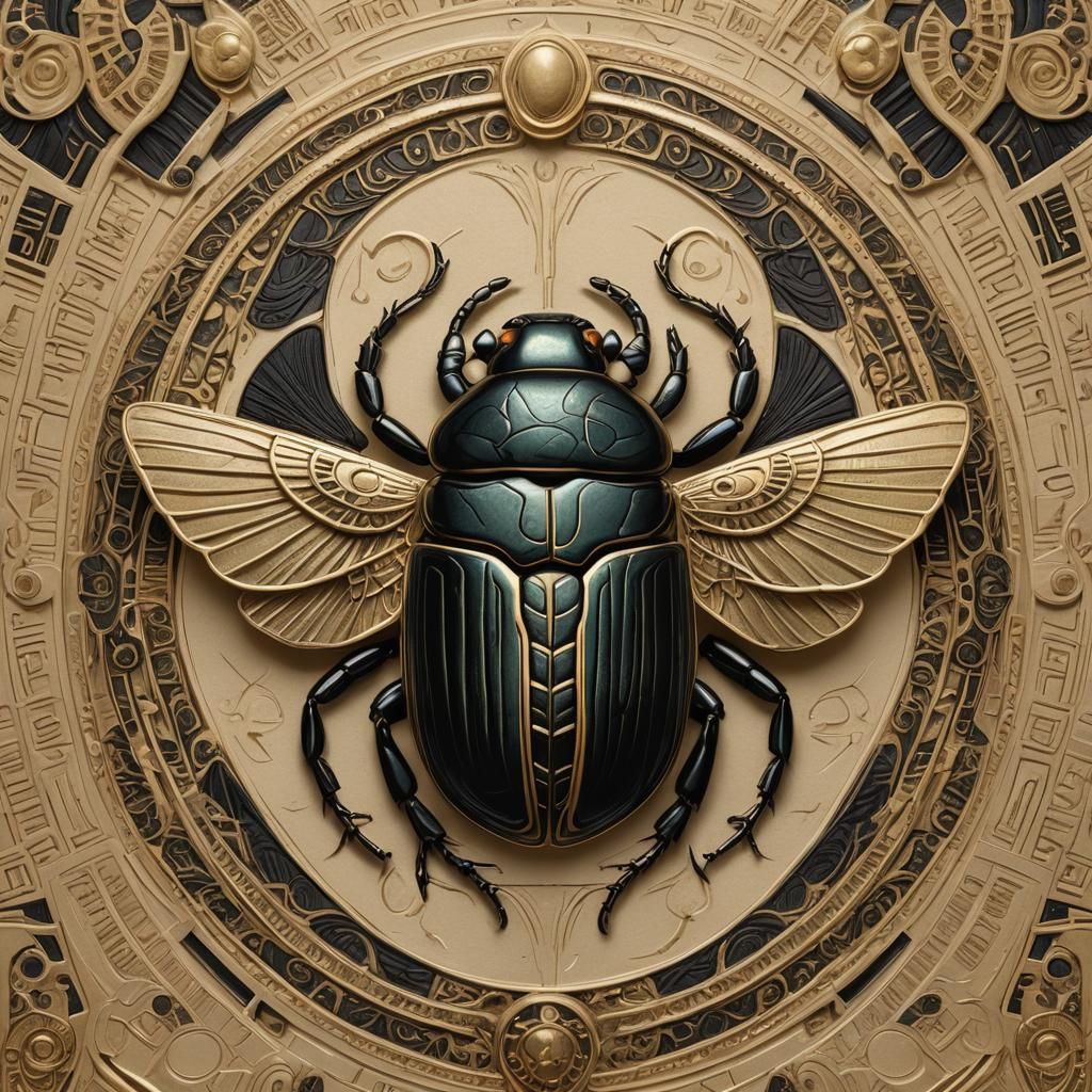 An ornately crafted scarab beetle