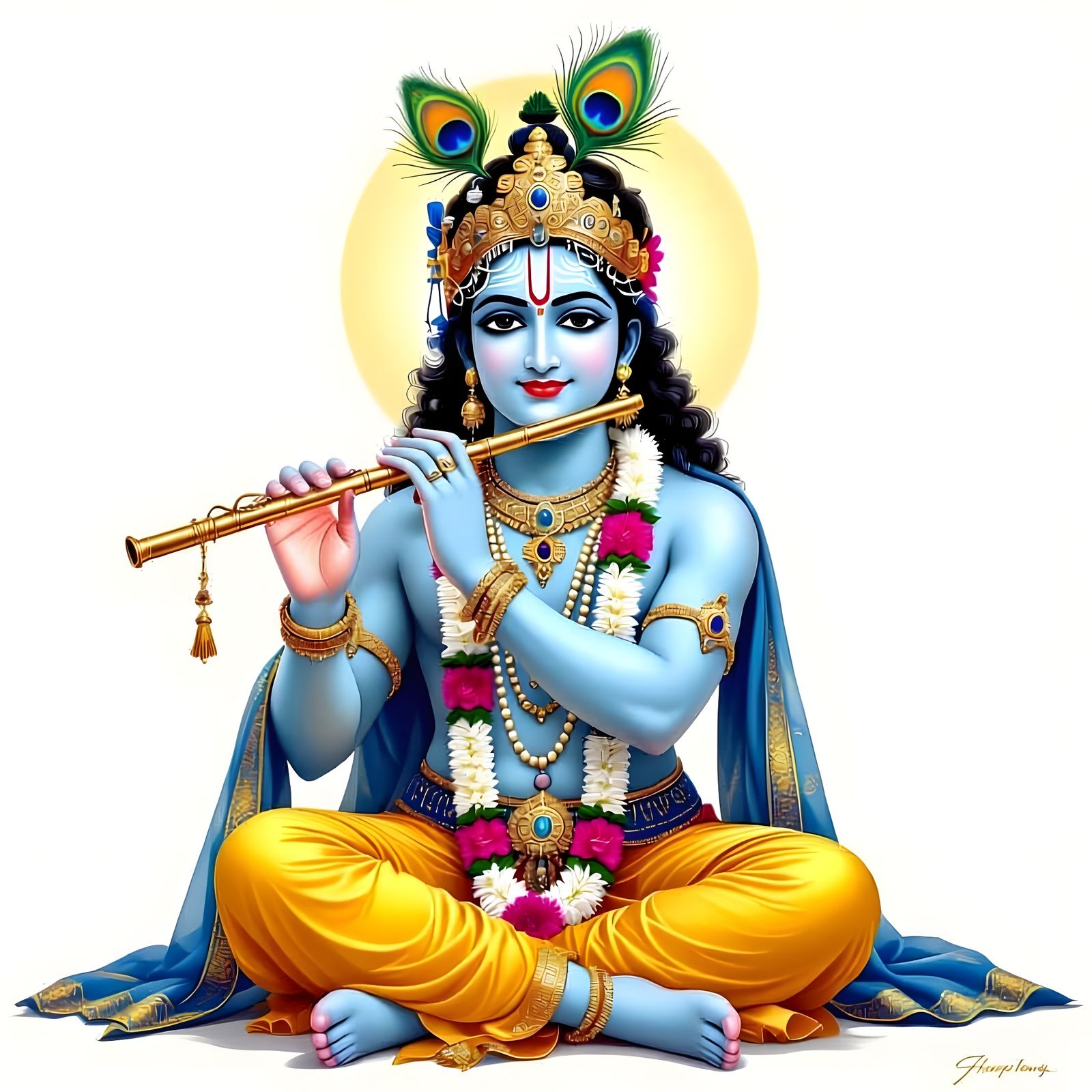 Krishna as a Young Man with Blue Skin and Flute