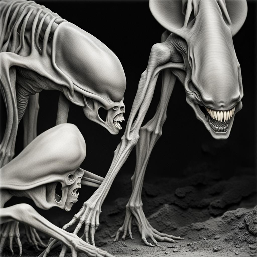 Surreal Restaurant Scene with Exotic Aliens