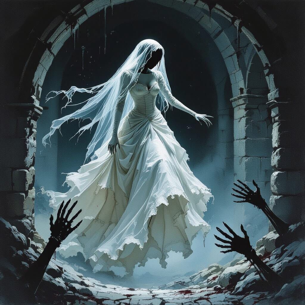 Headless Bride in Dark Fantasy Dungeon