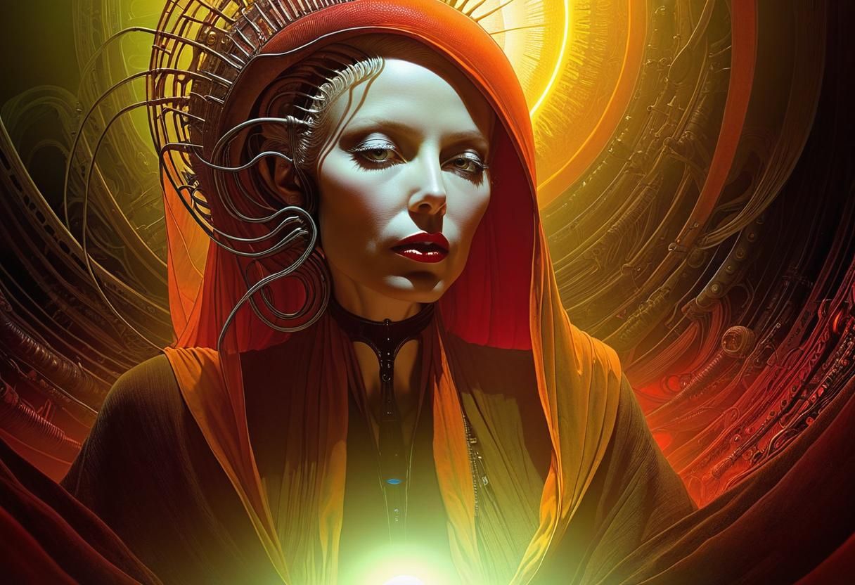 Psychedelic Cyborg Hairstyle in Photorealistic Style