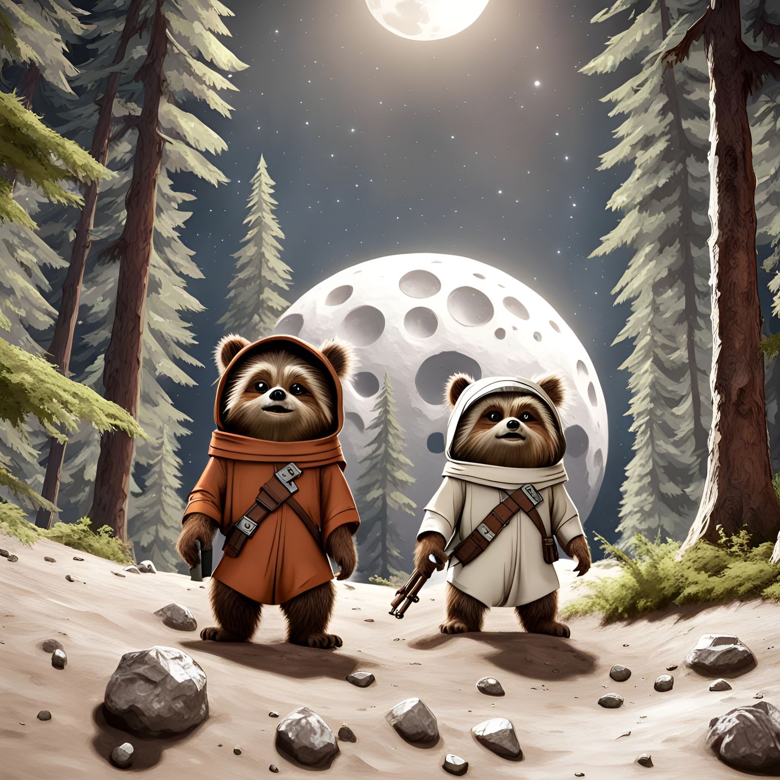 Adorable Ewoks on Endor in 3D Animation