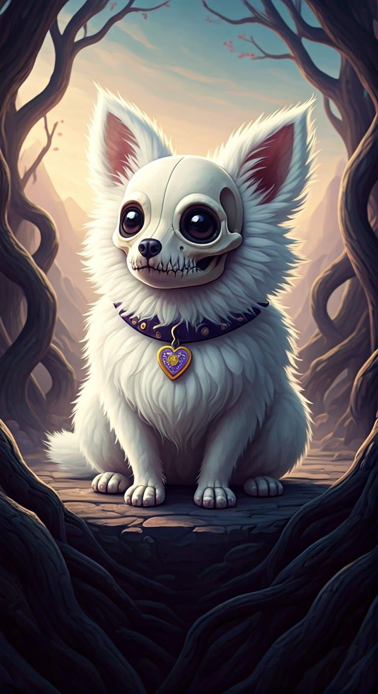 Whimsical Day of the Dead Creature with Woolen Coat and Visi...