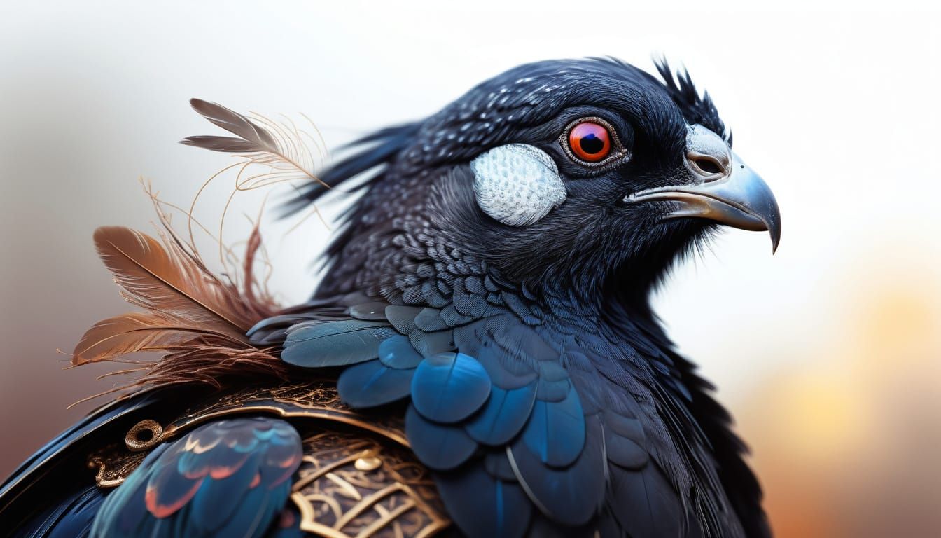Armored Black Grouse Portrait in Storybook Style