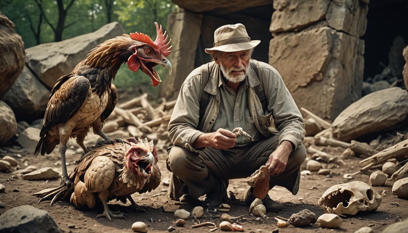 Archaeologist and Cat Discover Prehistoric Chicken Skeleton
