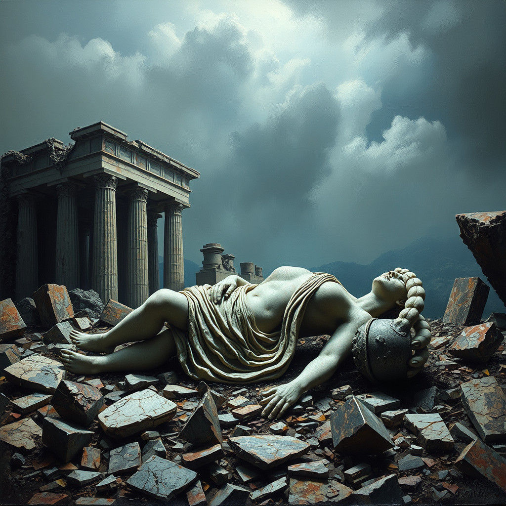 Surreal Ruins of a Classical Statue