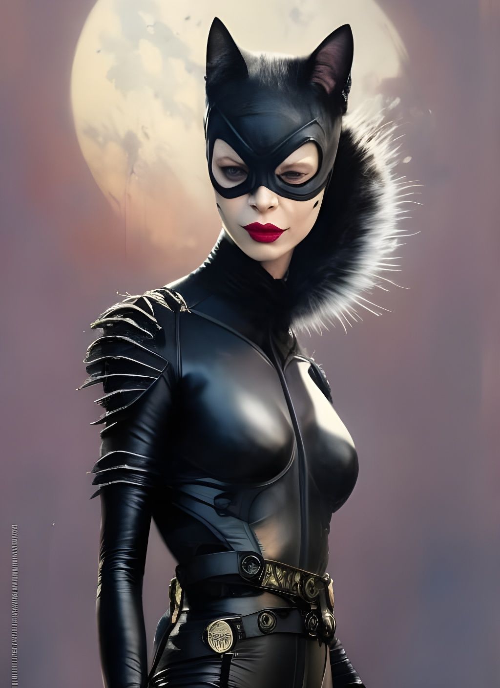 Catwoman as Crayon Caricature in Album Art Style