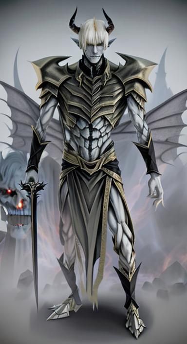 Icy Demon with Platinum Hair and Horns