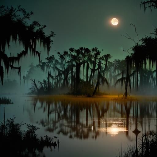 (steamy Florida swamp, full moon, etc.)