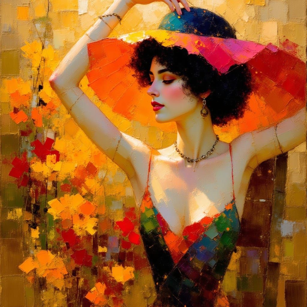 Goddess of the Earth in Opulent Gold and Crimson