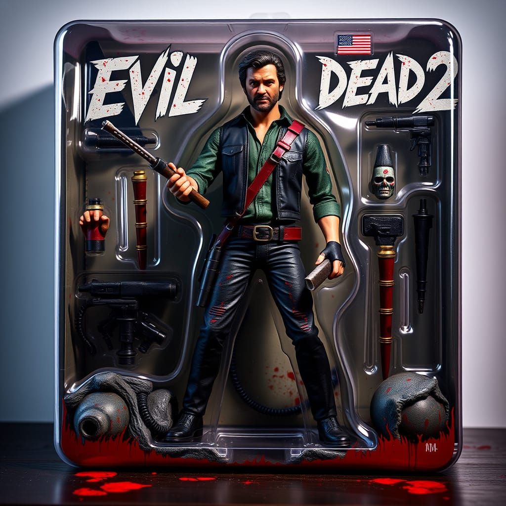 Evil Dead 2 Ash Williams Action Figure in Vintage-Style Box