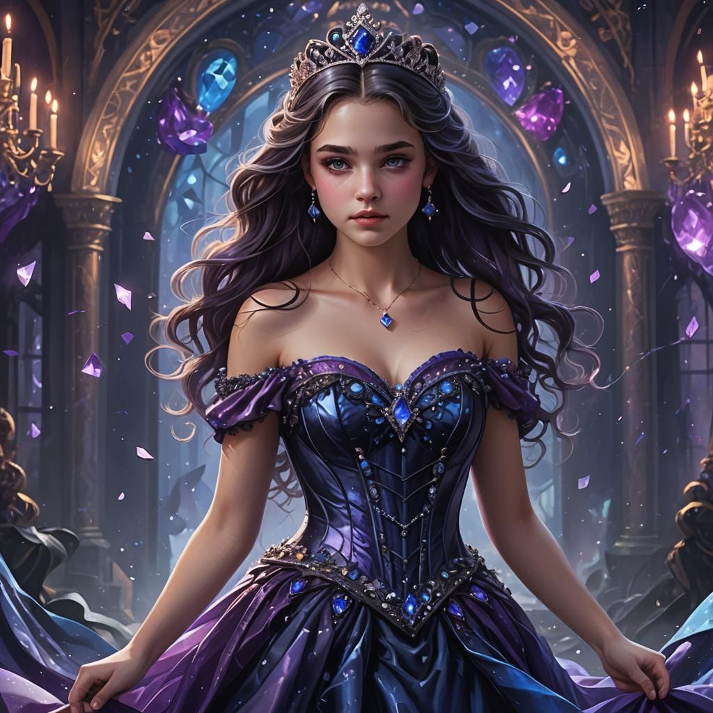 Sixteenth Birthday Princess in Flowing Corset Dress