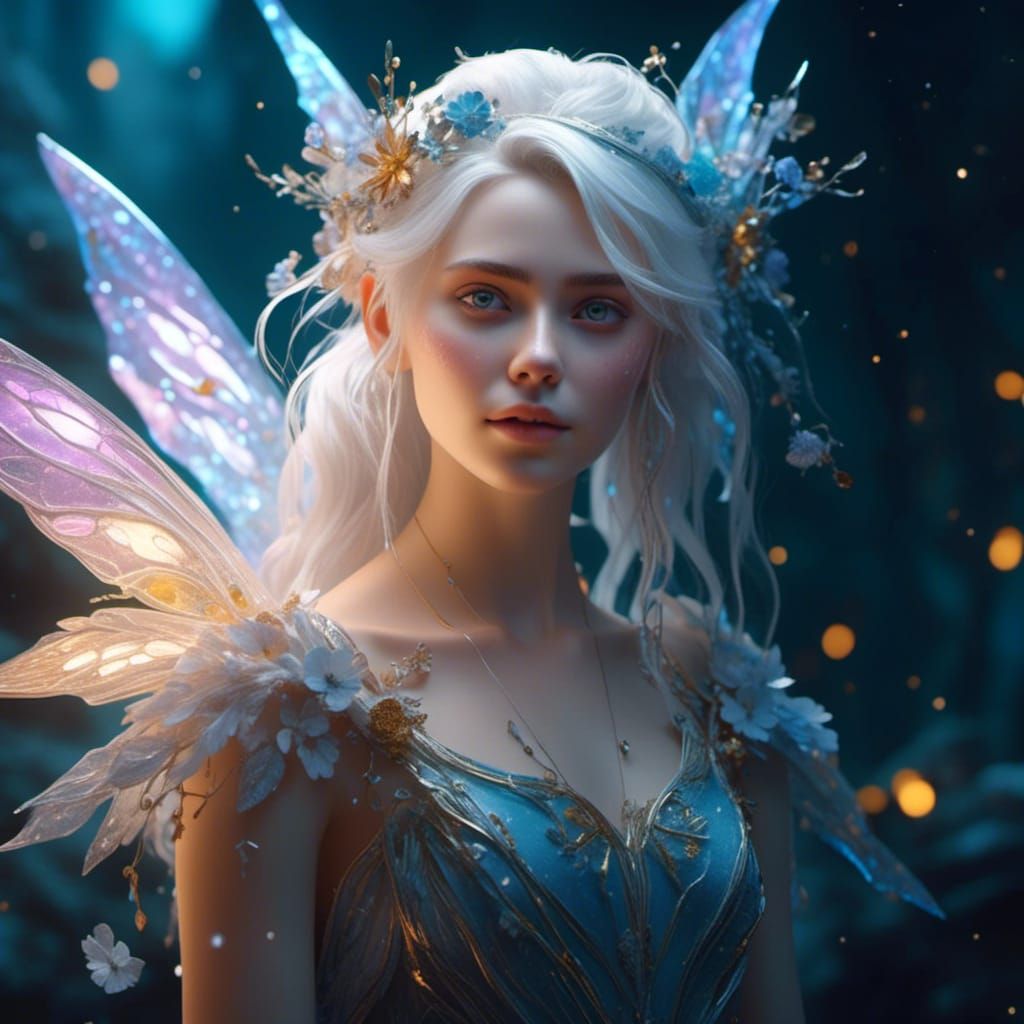 Fairy Girl with White Hair: Fantasy Concept Art
