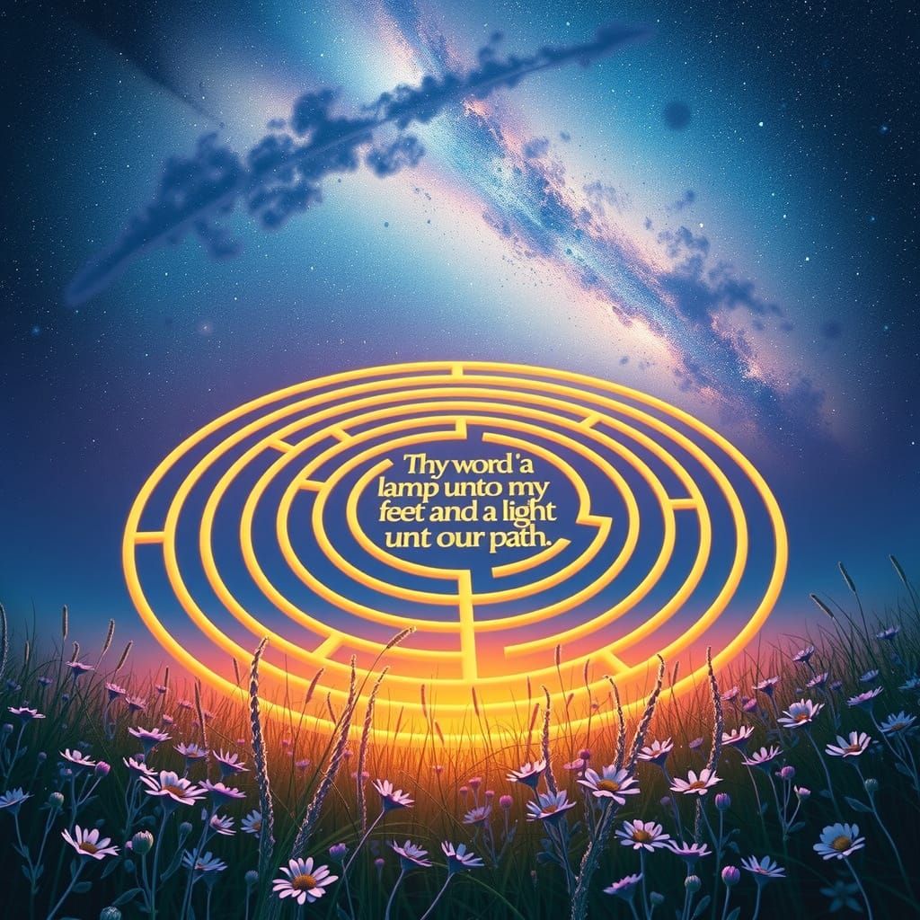 Ethereal Labyrinth in Starry Cosmic Meadow