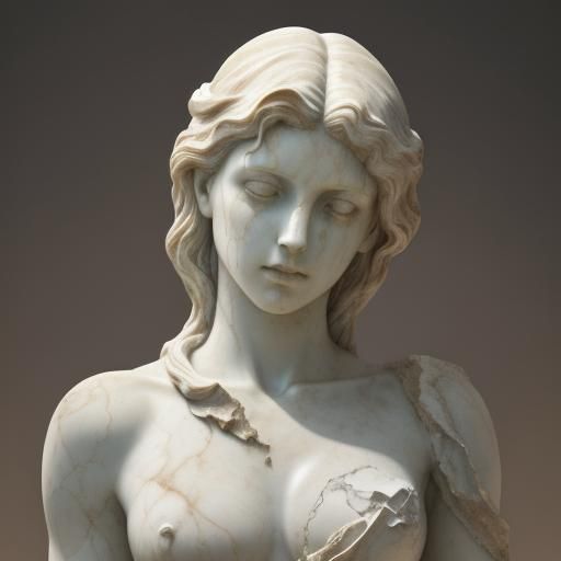 Realistic Marble Statue of a Broken Heart