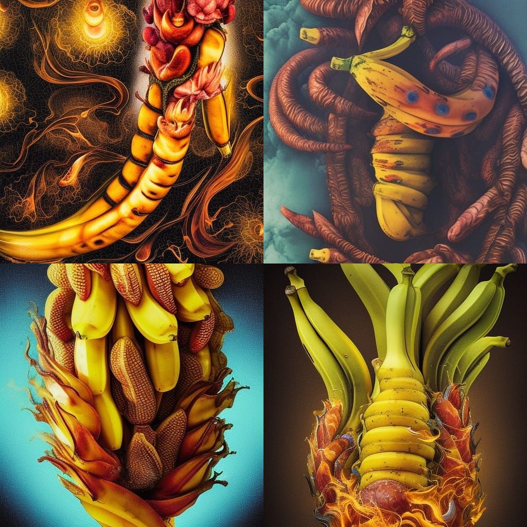 Fiery Banana: Photorealistic Close-Up in Holographic Style