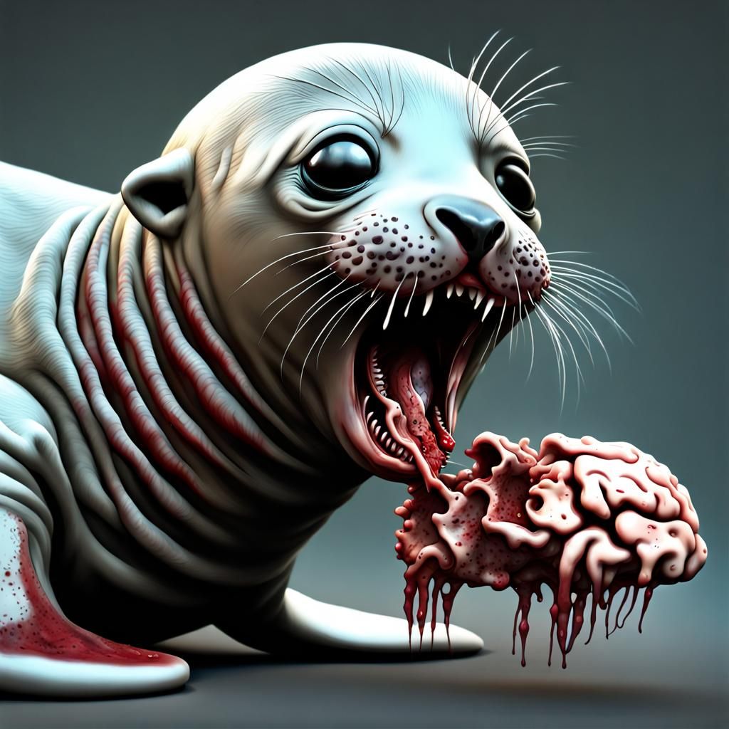 Horrific Zombie Baby Seal Feast: Ultrarealistic Detail