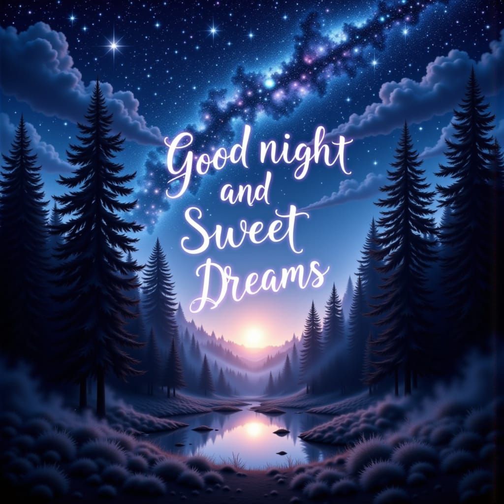 Dreamlike Double Exposure: Night Sky Meets Moonlit Forest