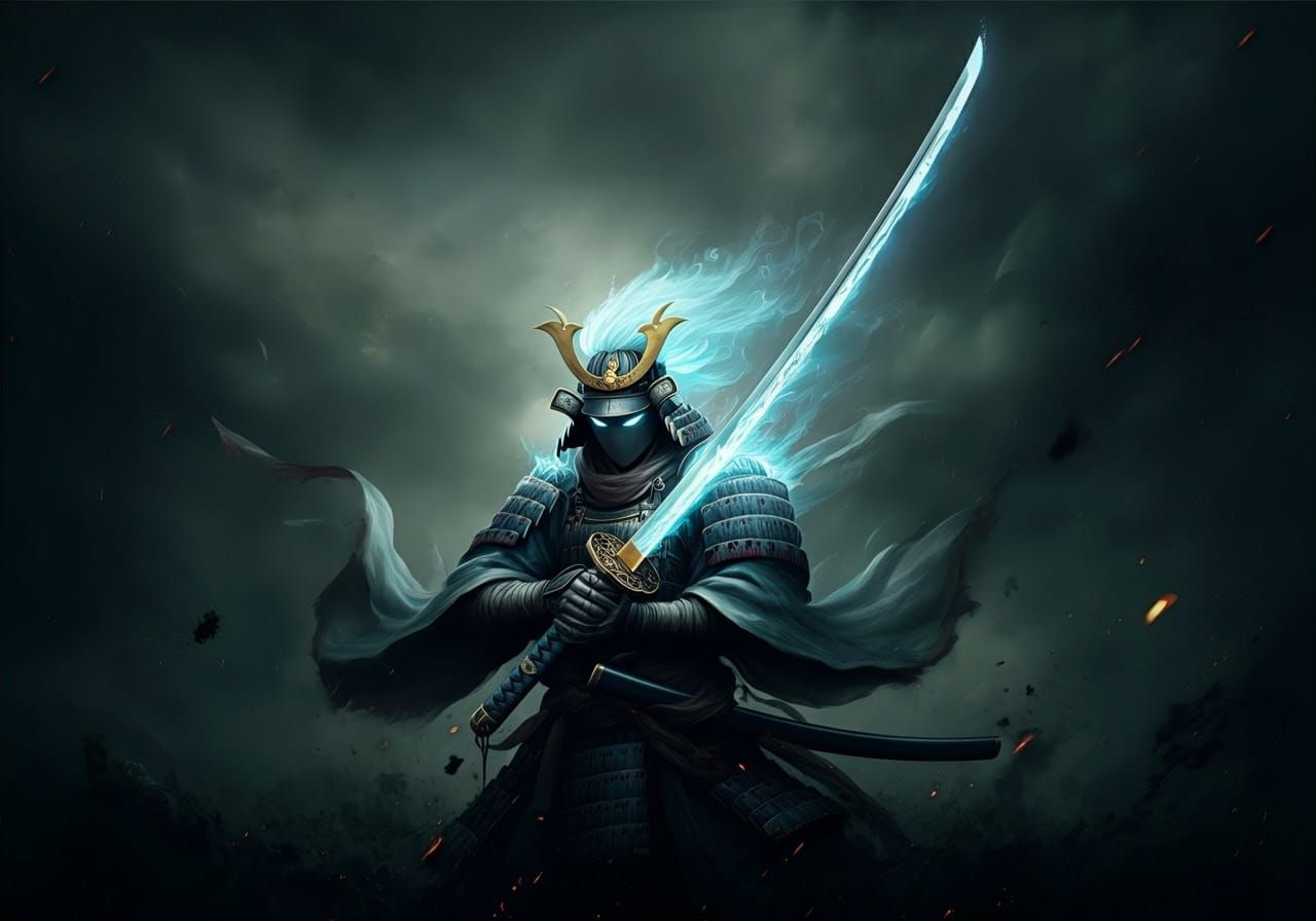 Wind Samurai Warrior Unleashes Elemental Fury