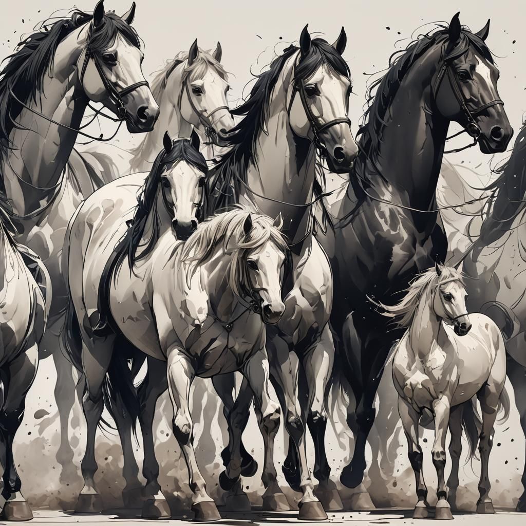 Horses in 3D Anime Art Style