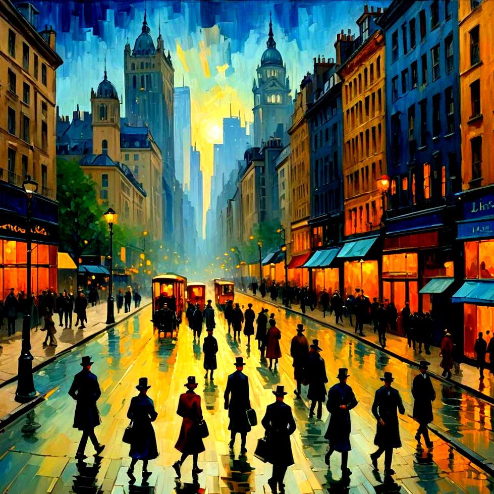 London Nightscape: Impasto Oil Painting