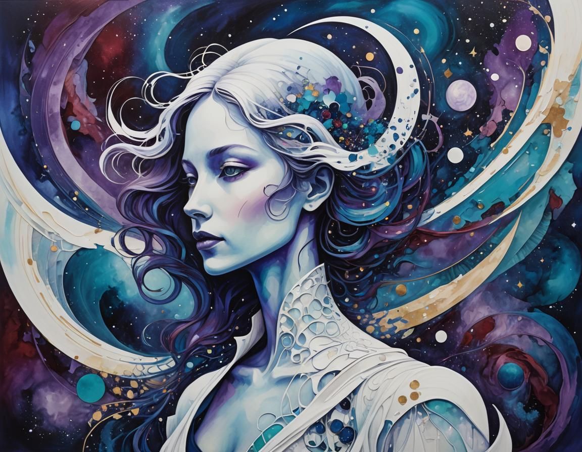 Cosmic Surrealism: Lady's Ascent into Entropy