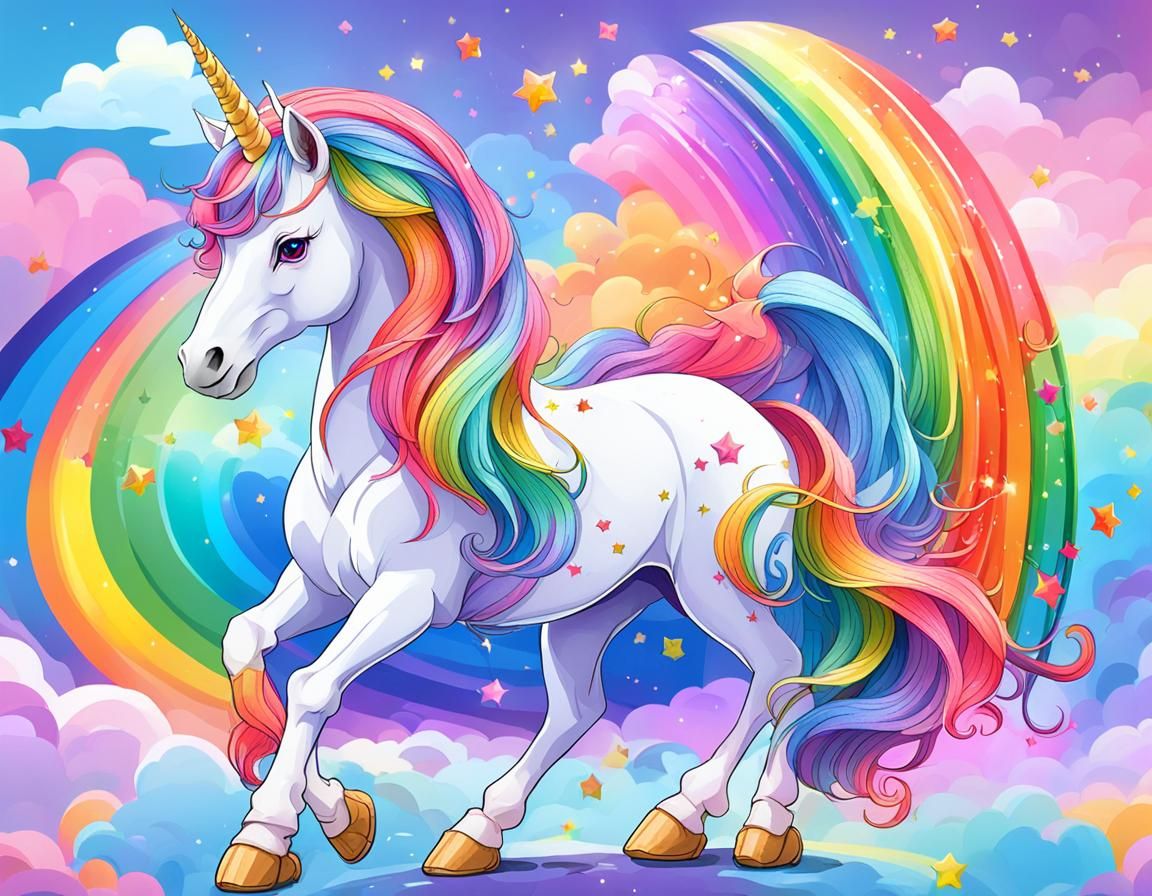Vibrant Unicorn Radiates Rainbow Colors