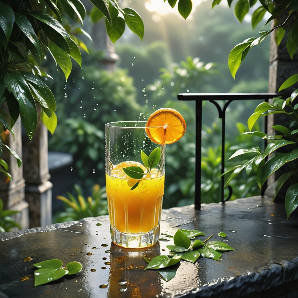 Fresh Orange Juice Still Life in Digital Art