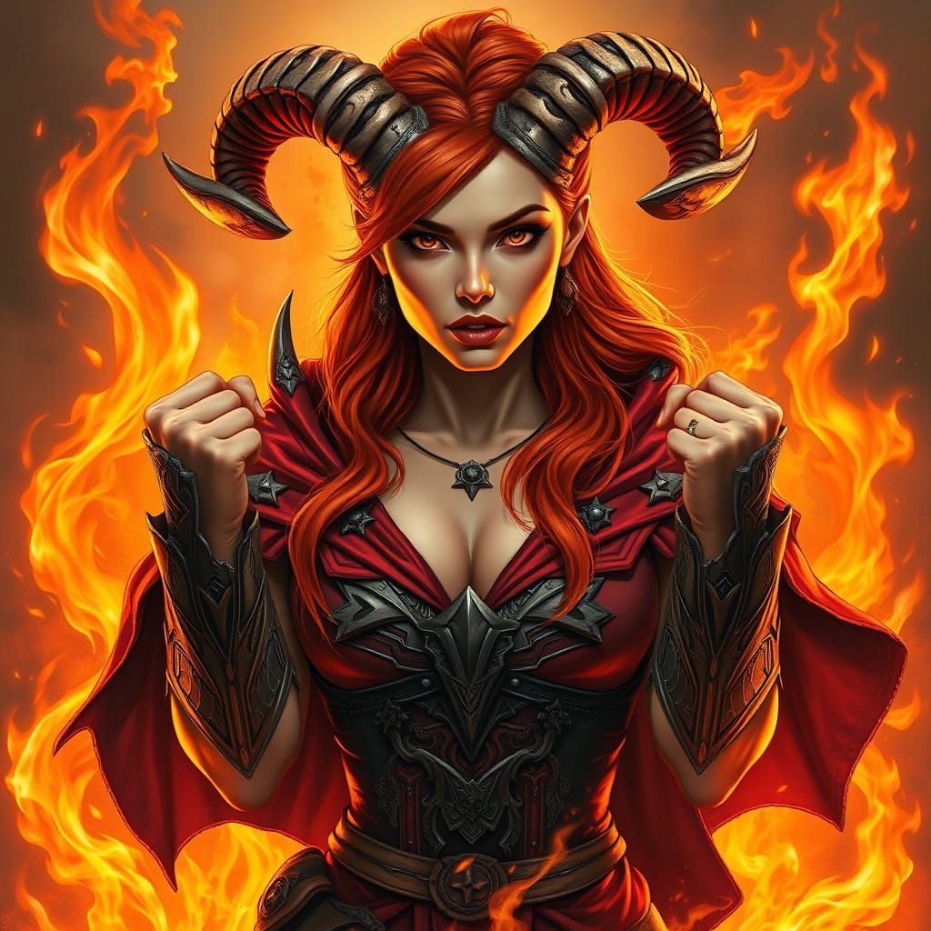 Fiery Aries Warrior in Blazing Inferno