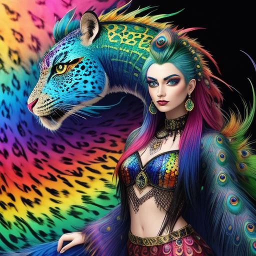 Abstract Woman with Rainbow Dragon Scales