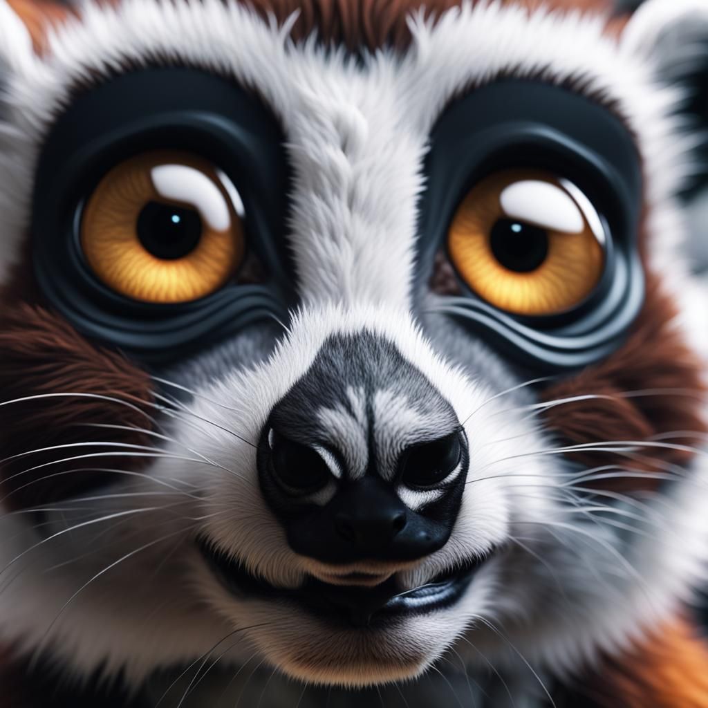 Playful Lemur: Hyper-Detailed Macro Photograph