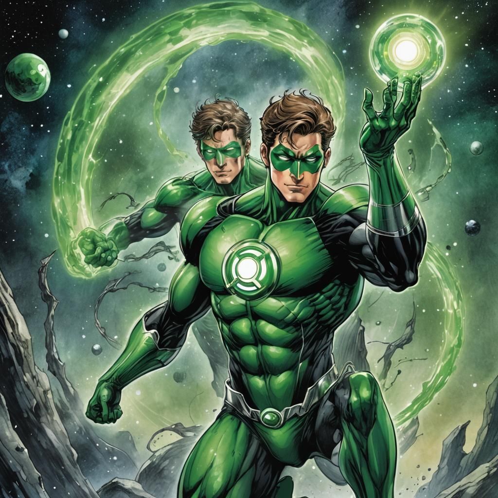 Green Lantern's Cosmic Power, Animecore Watercolor Art