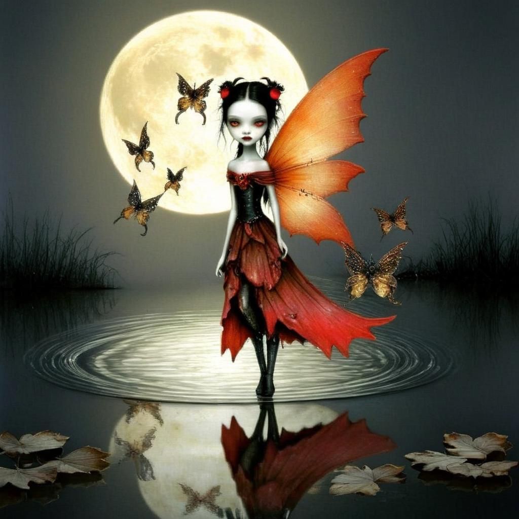 Bioluminescent Autumn Fairy Dance in Digital Painting Style