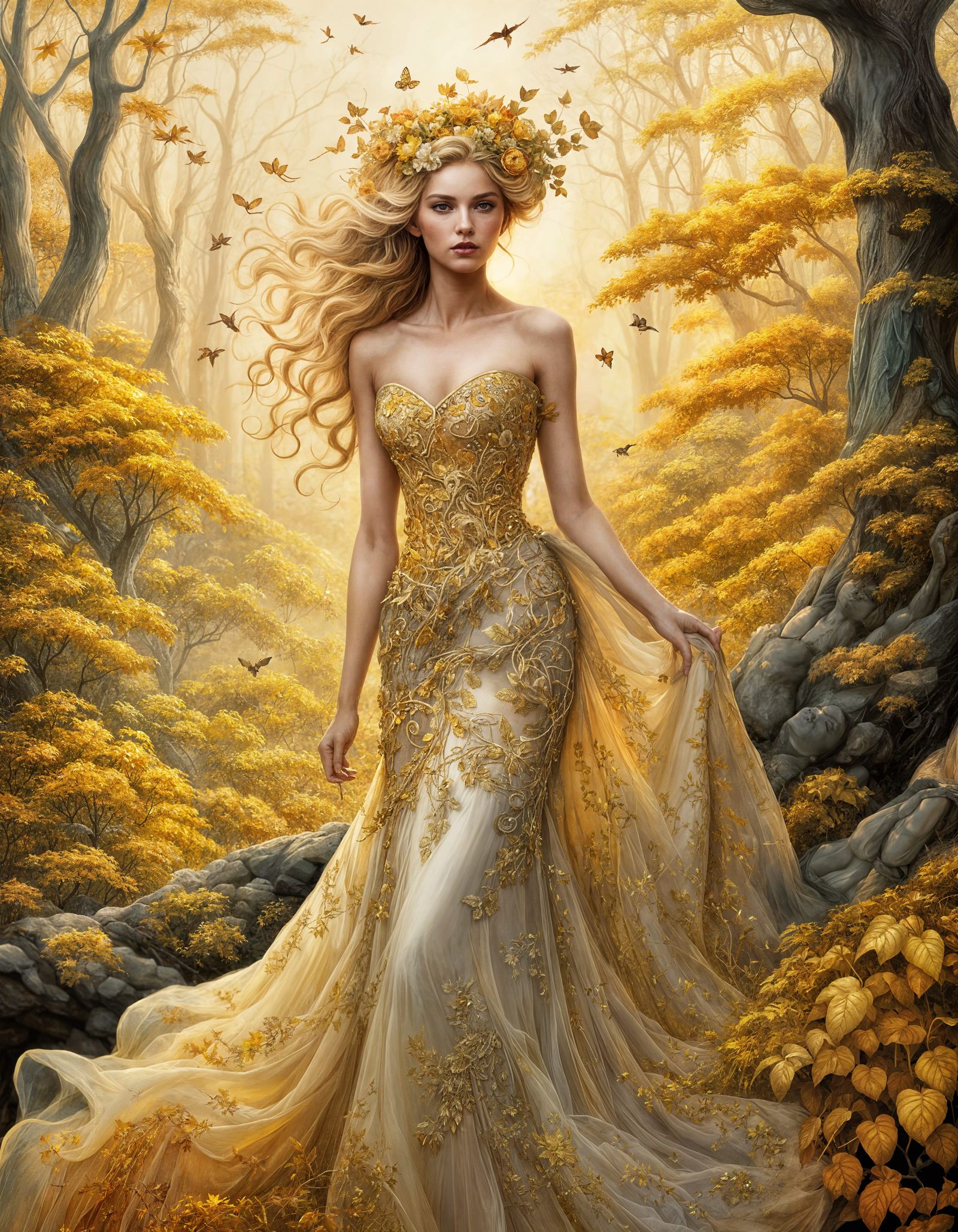 Ethereal Autumn Fantasy Fashion Sketch