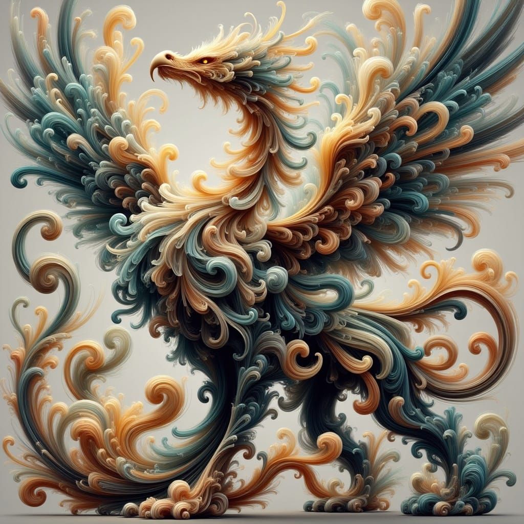 Ethereal Smoke Griffin in Magical Flux