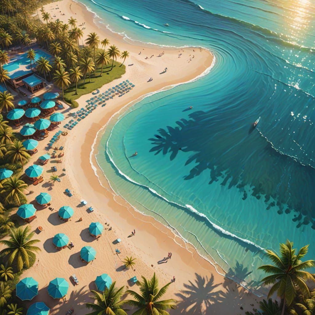 Tropical Oasis in Vibrant Oil Painting Style