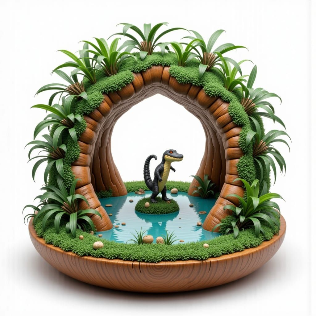 Crocodile World in Wooden Magic 8-Ball Style