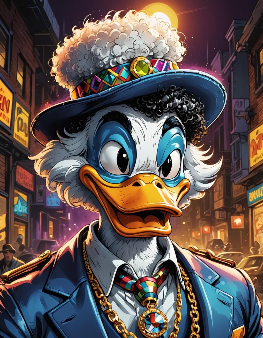 Gangster Donald Duck Portrait in Comic Book Style