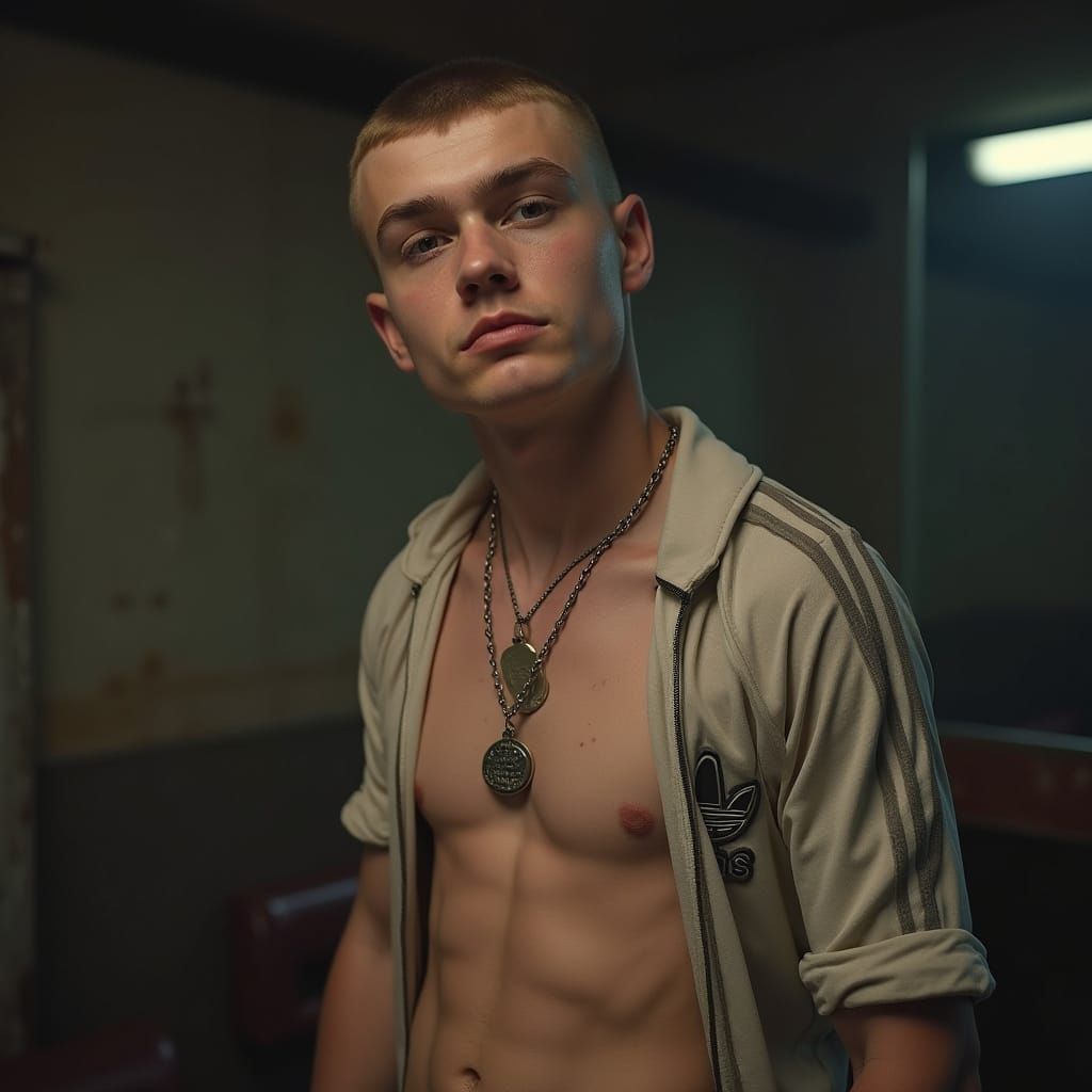 Tough British Chav in High-Contrast Adidas Sportswear