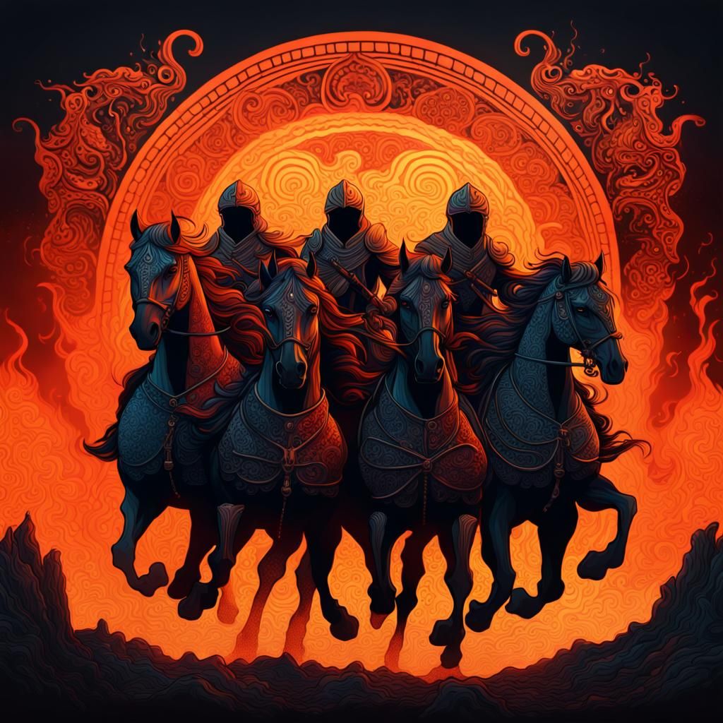 Four Horsemen Ride Again: Silhouette Zentangle Apocalypse