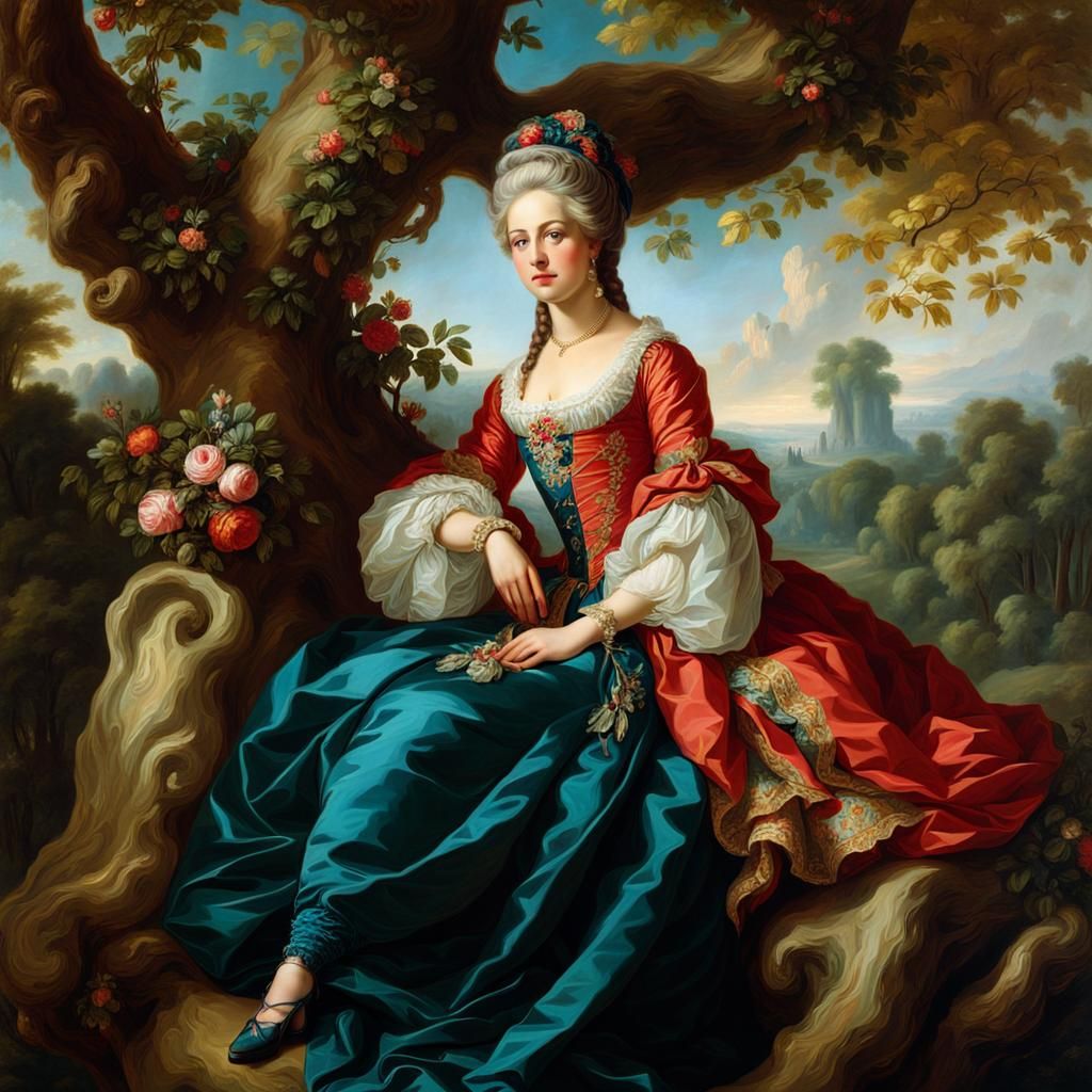 Aristocratic Girl in Rococo Portrait Style