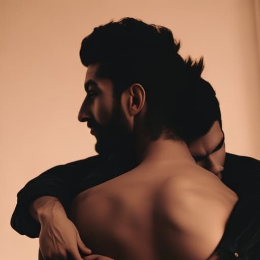 Romantic Embrace: A Gay Couple in Vintage Style