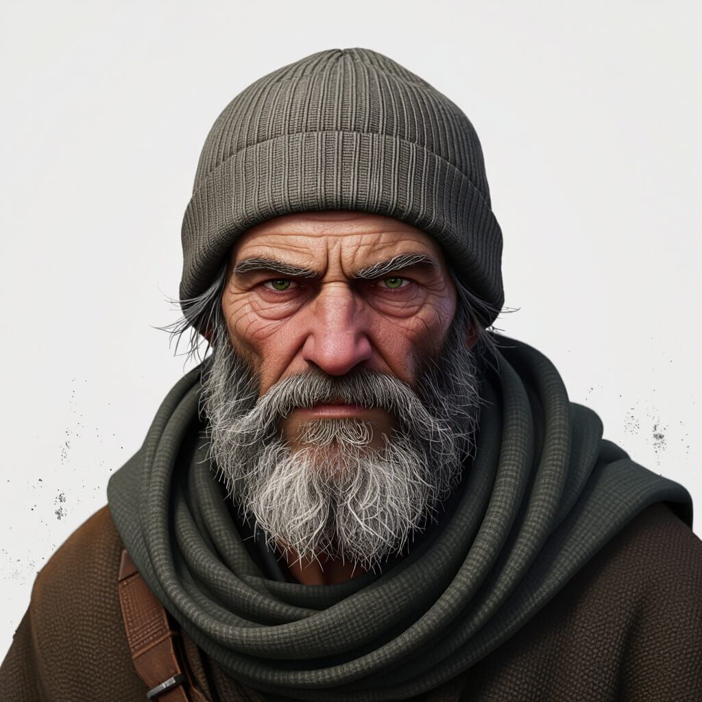 Grizzled Mendicant Portrait in Concept Art Style