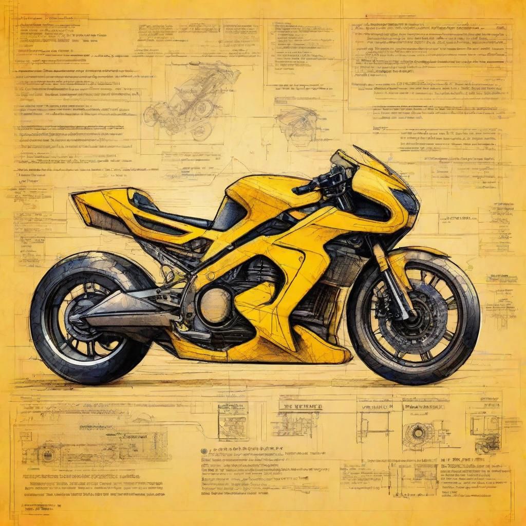 Futuristic Motorcycle Design Sketch with Grunge Effects