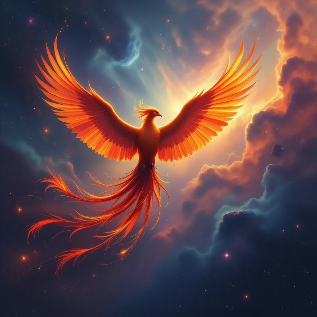 Majestic Phoenix Soars Through Cosmic Nebula