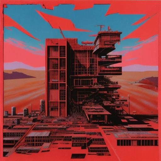 Post-Apocalyptic Landscape in Distorted 80s Anime Style
