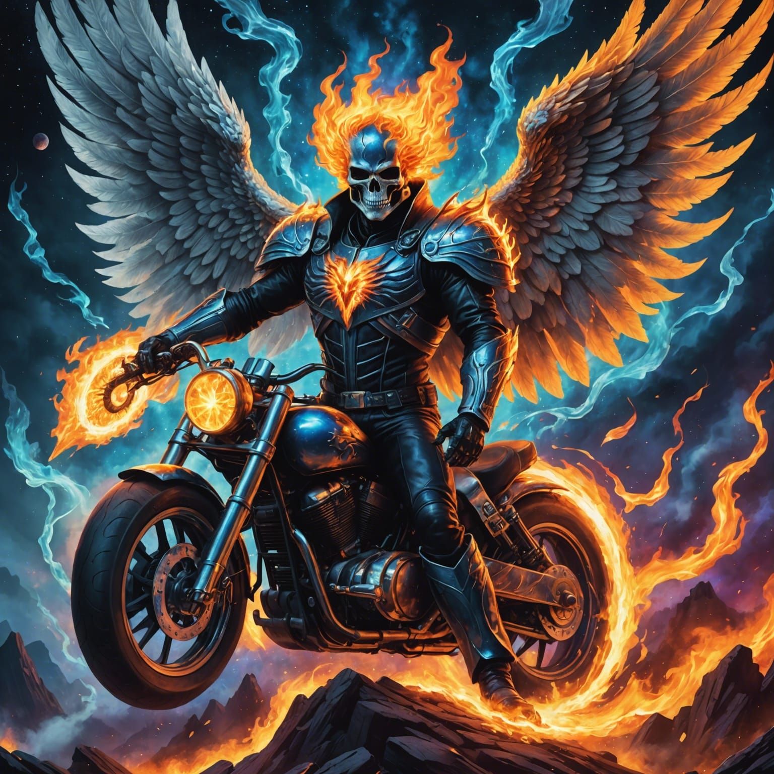 Archangel Michael and Ghost Rider Illustration