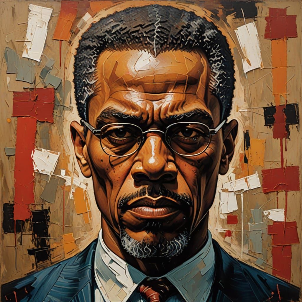 Expressionist Oil Painting Portrait of Malcolm X